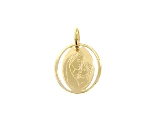 Ciondolo Madonna con Gesù in oro giallo 18kt 19mm Ciondolo Madonna con Gesù in oro giallo 18kt 19mm