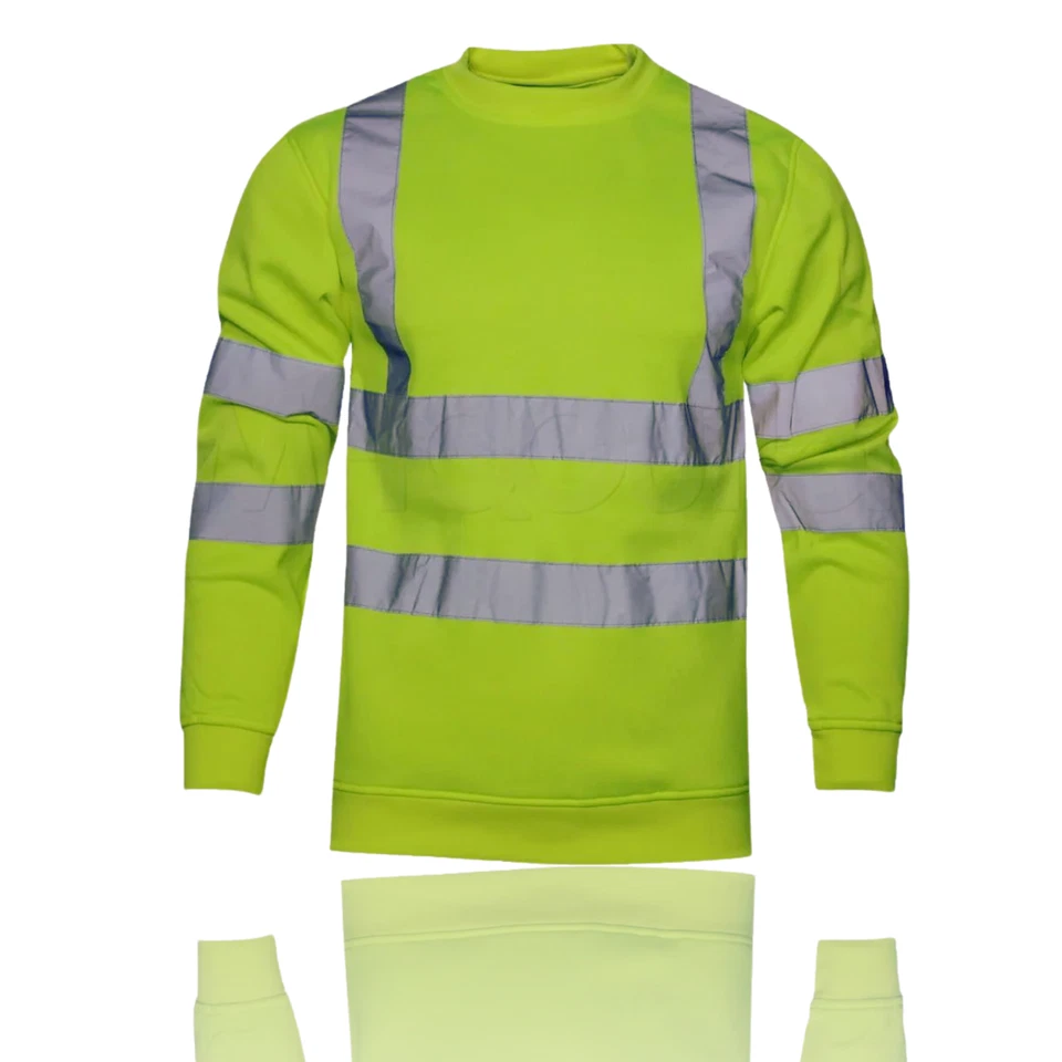 Hi Vis Crew Neck Sweatshirt HIGHVISIBILITY REFLECTIVE ROUND NECK WORKWEAR Jacket - Image 4 of 4