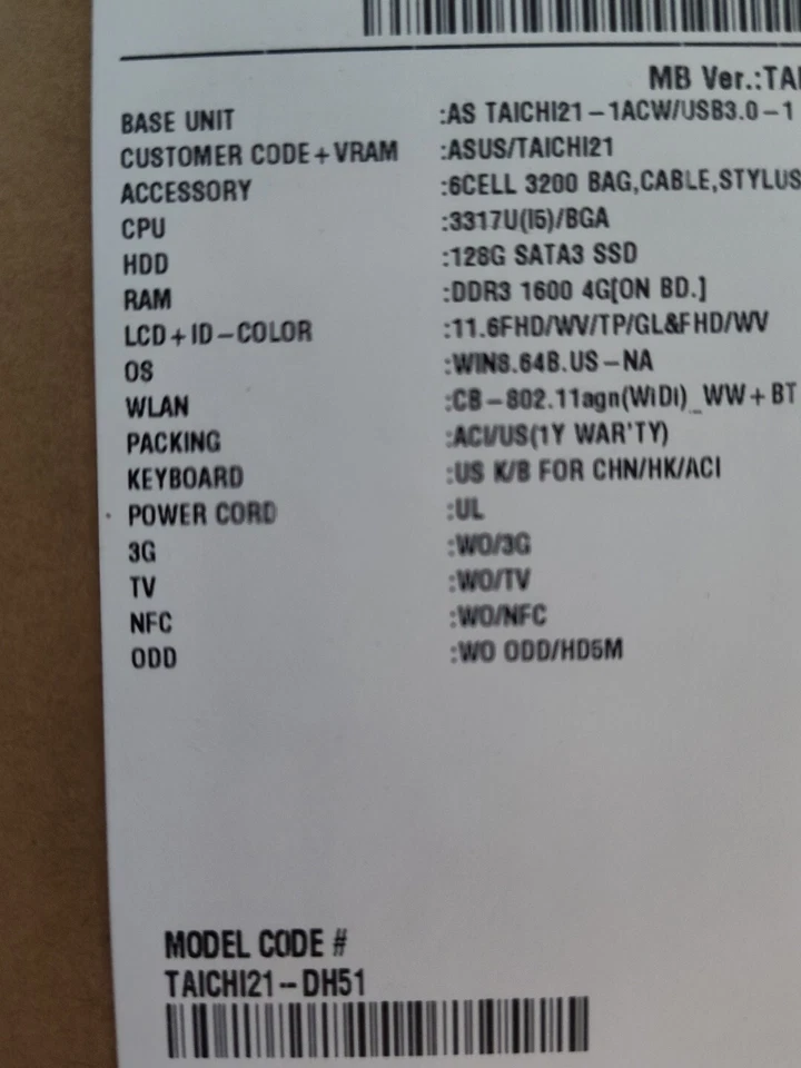 New ASUS Taichi21-DH51. (128GB, Intel Core i5 3rd Gen., 1.7GHz, 4GB) Ultrabook - Image 3 of 4