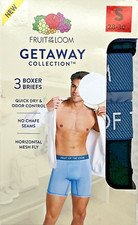 Fruit of the Loom Men's Getaway Boxer Briefs Sz S 3-Pk Black Gray Horizontal Fly