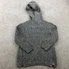ZARA Sweater Girls 9 Gray Pullover Ribbed Knit Pockets Hooded 