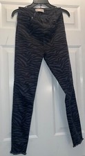 Zara Woman Size 6 Zebra Stripe Jeans Premium Denim Skinny Distressed Cuffs
