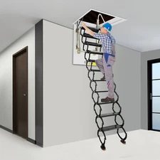 9.8ft Attic Loft Pull Down Ladder 11Step Wall Mounted Folding Loft Ladder Stairs
