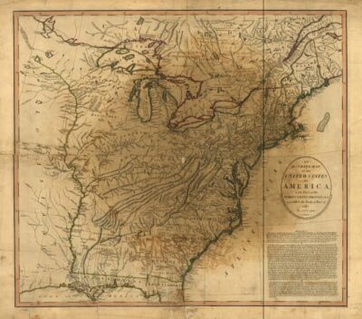 22'' x 24'' 1783 map of the United States of America An accurate