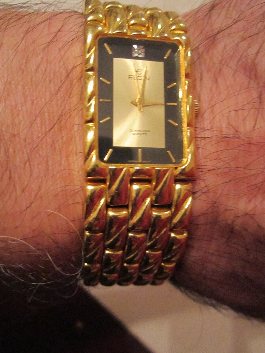 Elgin watch gold with diamonds sales
