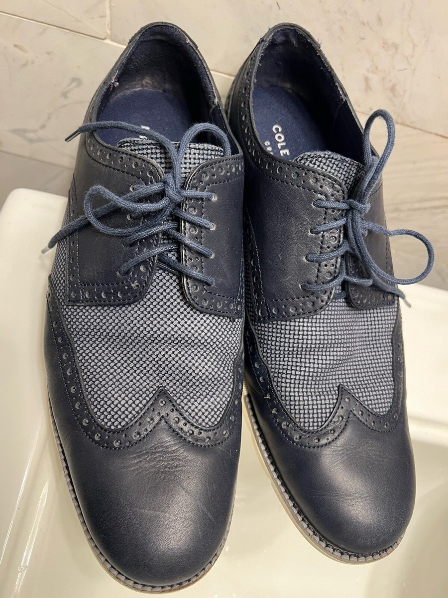 Cole Haan Zerogrand Men Size 8w Grand OS Blue/navy Wingtip Leather