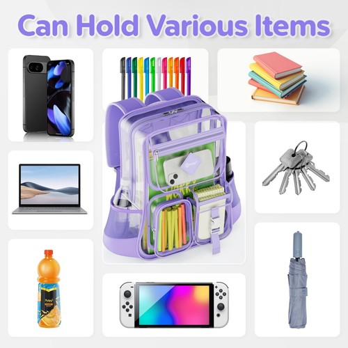 Mochila transparente Contixo para niños y adultos - Bolsa de PVC transparente - Imagen 26 de 28