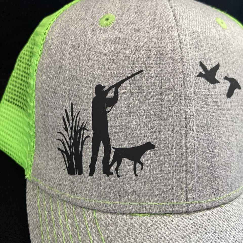 Duck Hunting Dog Snapback Hat Gray Safety Neon Green NEW - Image 3 of 4