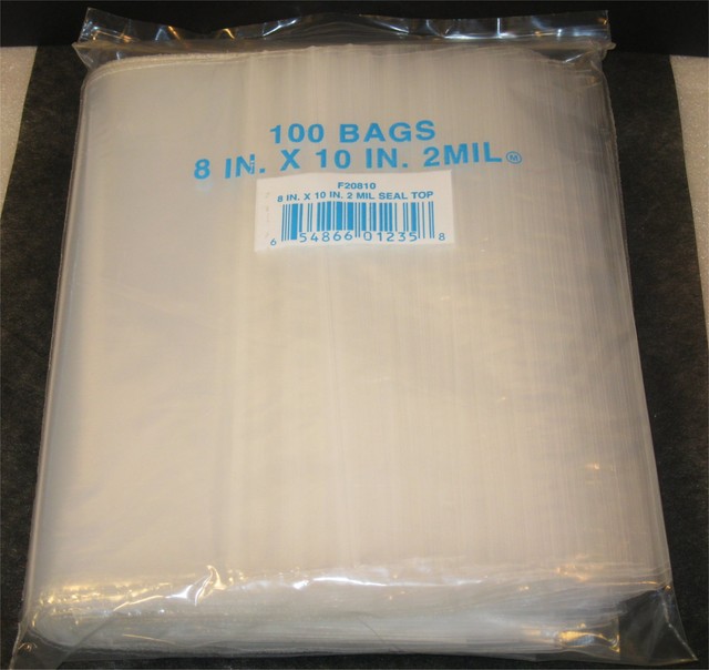 100x Clear Poly Bags 8" X 10" Heavy Duty Reclosable 2 Mil Zip Top