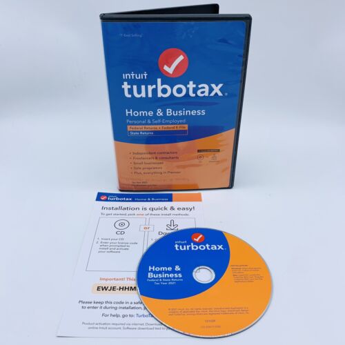 Intuit Turbo Tax Home & Business Personal & Self 2021 Tax Prep Software