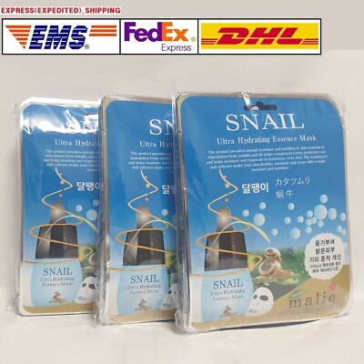 30pcs Malie SNAIL Face Mask Packs Sheet 25g Moisturizing Nourishing EXPRESS SHIP