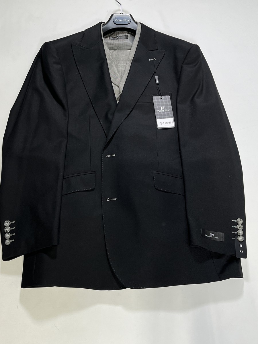 Mens Pierre Noir Black 3 Piece Suit Size 42R NEW | eBay