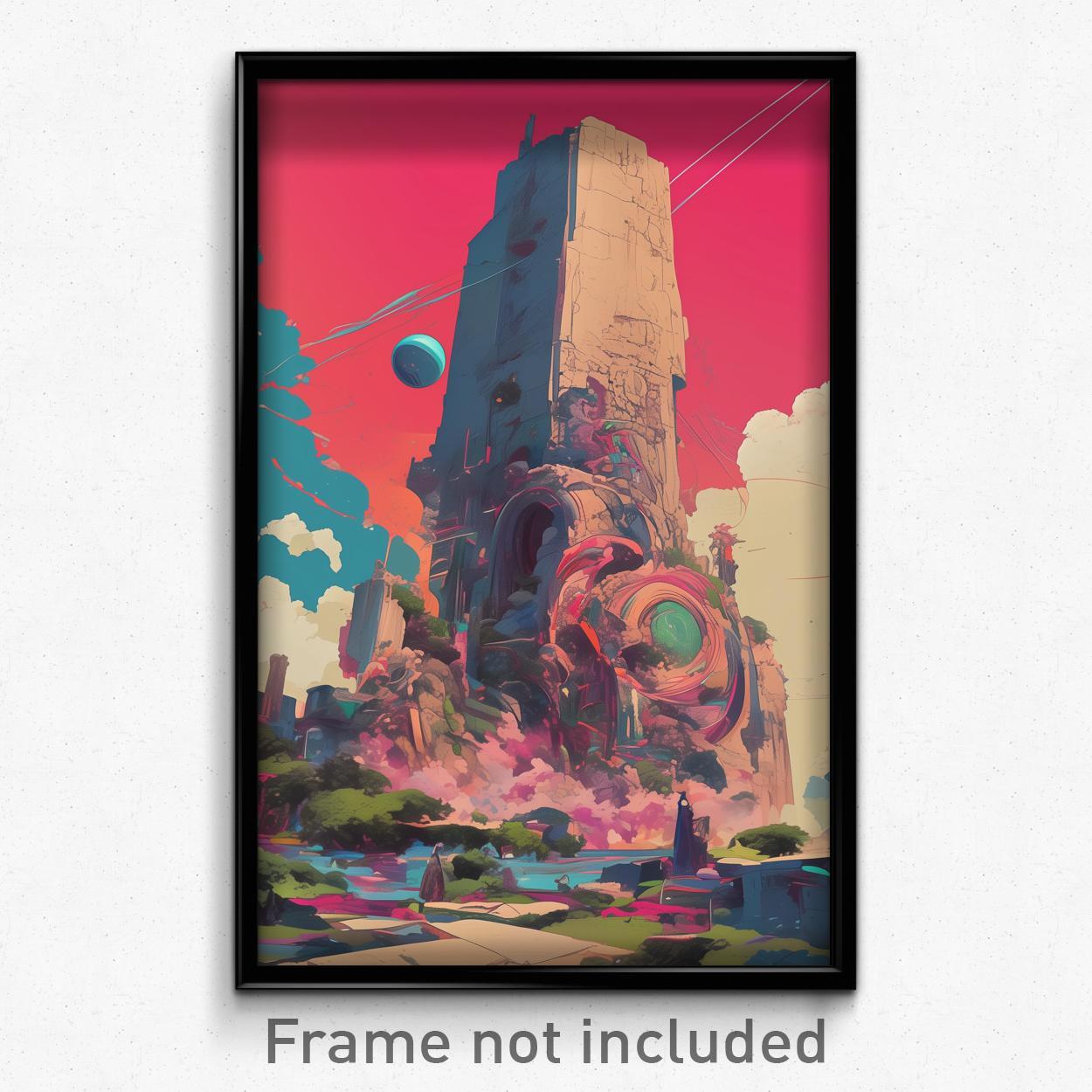 Psychedelic Trippy Retro Cartoon Film Print Dim Chateau Movie Art Poster