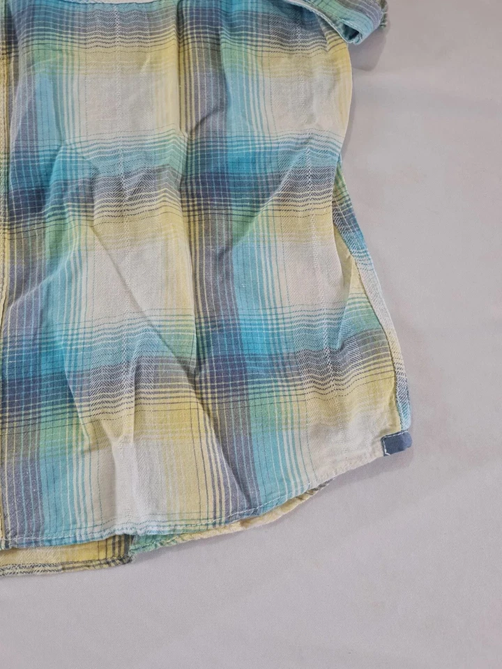 Mens Casual Shirt NorthCoast Size XL Linen Mix Short Sleeve Check Blue Mix 13127 - Image 2 of 4