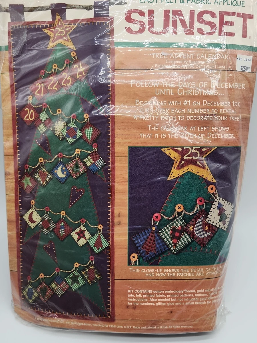 Sunset Christmas Tree Advent Calendar Kit Felt Fabric Applique partially  Done | eBay