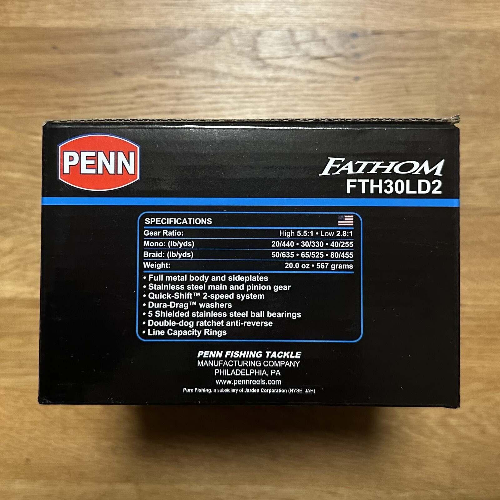 New In Box Penn Fathom 30 Lever Drag 2 Speed Reel FTH30LD2