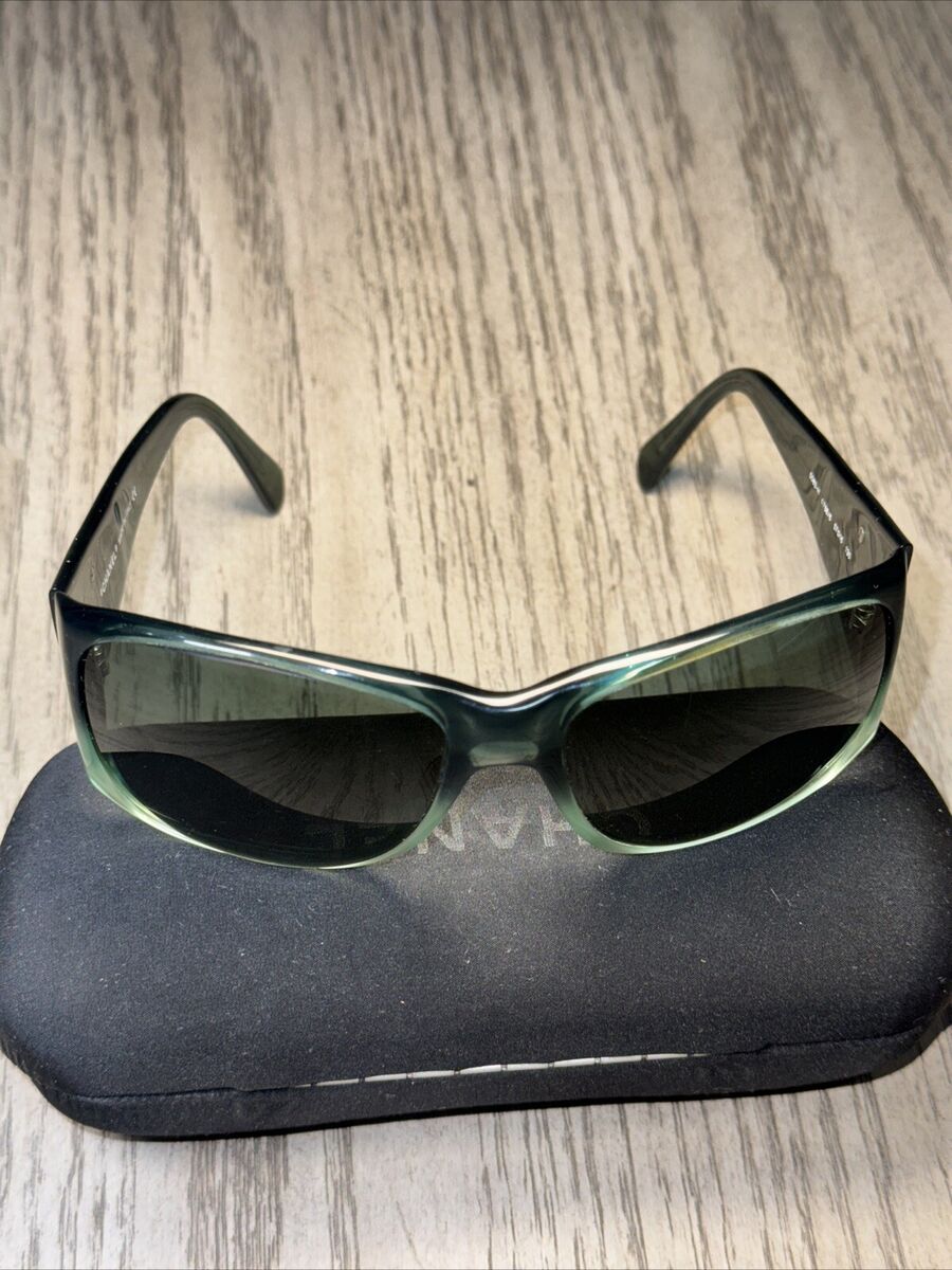 CHANEL Sunglasses Pearl 'CC' Emblem Green See Through Frame CHANEL Sunglasses Pearl 'CC' Emblem Green See Through Frame