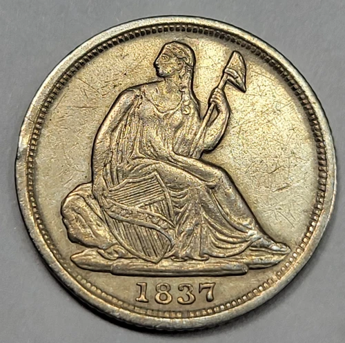 1837 Seated Liberty Half Dime 5c H10c XF/AU Detail Cleaned See Pics *M518