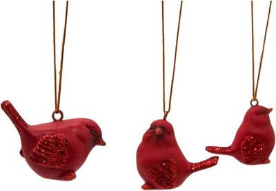 Cardinal Christmas Tree Ornaments Set of 3 Memorial Remembrance 2''