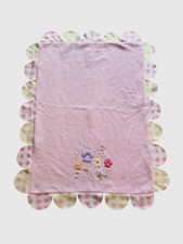 Carters Pink Baby Blanket With Flowers Scalloped Trim Plaid Htf Lovey 40x32