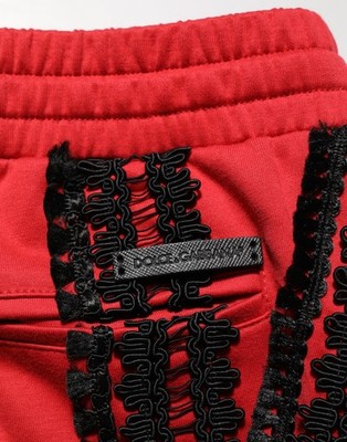 DOLCE & GABBANA Pants Red Embroidered CasualCropped Trouser IT56
