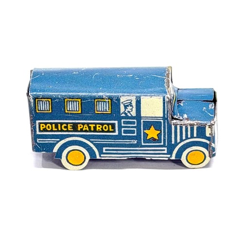 1931 CRACKER JACK POLICE PATROL TRUCK BUS VAN TIN LITHO TOY PRIZE