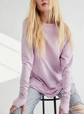 WE THE FREE Arden Tee Sz M Light Purple Raglan Sleeve Oversized Slub Knit Cotton