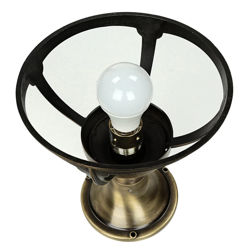 Sockellampe Wege Außen Leuchte Messing rostfrei robust Kugel H38cm Haus Garten - Bild 3 von 4