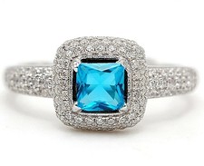 2CT Blue Topaz  Topaz 925 Solid Sterling Silver Ring Jewelry Sz 8 IB1-2