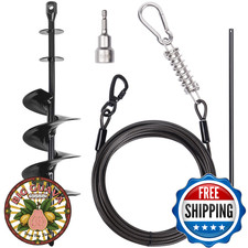 Heavy Duty 30ft Dog Tie Out Cable with Stake - 360 Swivel, Spiral Anchor