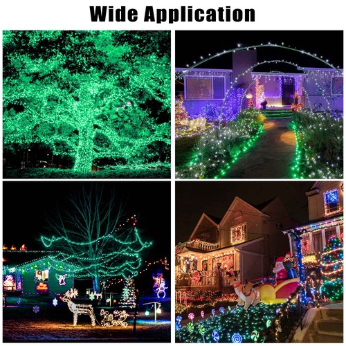 Solar String Lights 36 FT Waterproof Green Solar Xmas Light Outdoor Tree 8Pcs - Picture 6 of 9