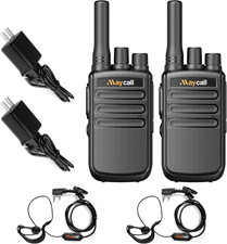 2Pzs Walkie Talkie Largo Alcance con Auriculares 16 Canales USB Recargable