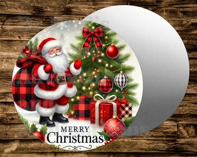 SANTA MERRY CHRISTMAS   Round Sign  Wreaths Crafts & miniatures Projects