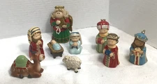 Vintage Chalkware Small Size Children’s Nativity Set 8 pc.