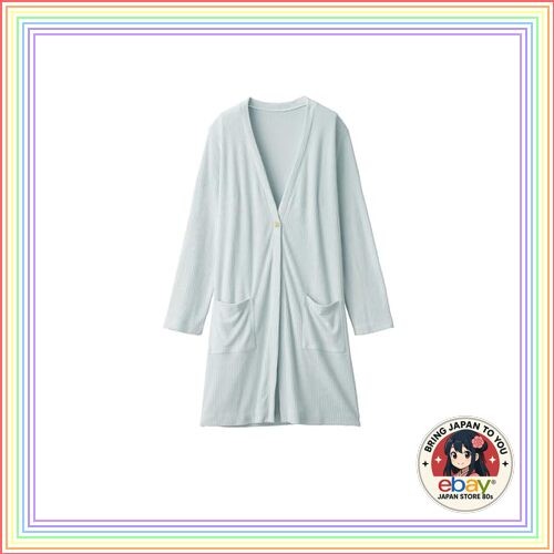 MUJI Women's Pile Rib Long Cardigan FD1JTA4S Light Blue Women's S - Picture 1 of 8