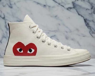 Converse 150205C Chuck 70 CDG Hi Milk White High Risk Red Herren Uk 10,5 Sneaker