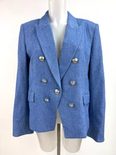 VERONICA BEARD NWT $645 Blue Herringbone Diego Dickey Jacket Blazer Sz 16