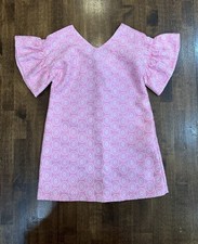 Janie and Jack Size 4 Bright Pink Jacquard Shift Dress Party Barbie Chic Fancy