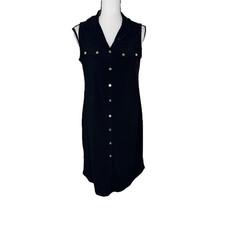 Ronni Nicole Women's Sz 6 Sleeveless Black Button Up Shirt Dress Stretch
