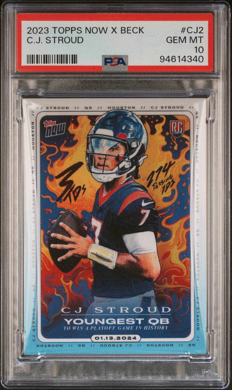 2023 TOPPS NOW X TYSON BECK X C.J. STROUD #CJ2 C.J. STROUD ROOKIE RC PSA 10 view 1