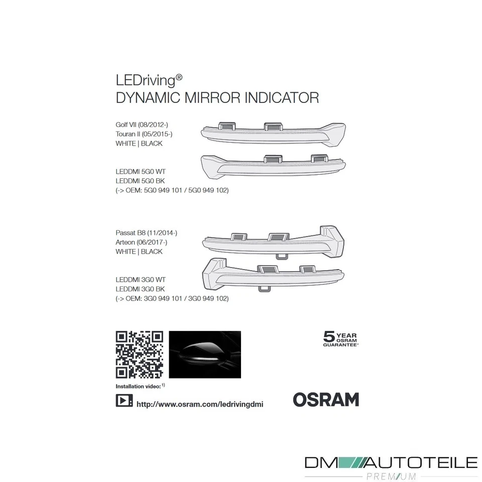 2x Spiegelblinker Golf 7 VII Touran 2 5T Schwarz - Bild 3 von 4