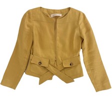 EUC Valentino Women’s Yellow Flax Linen Belted Jacket Size 2 Made In Italy