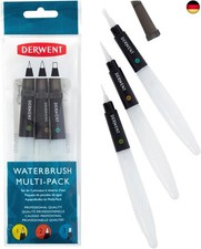 Derwent Wassertankpinsel für Aquarellmalerei, 3er-Pack, Enthält Meißelspitze, Fe
