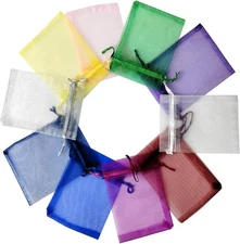 10 Pcs Small Gift Bags, Mix Color Organza Bags 3X4 Inches, Mesh Drawstring Bag f