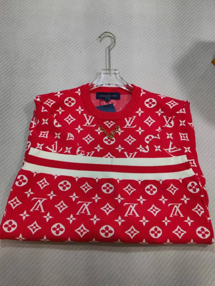 Suéter de punto rojo, suéter jacquard unisex Foto 3 de 4