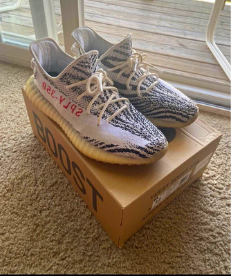 adidas Yeezy Boost 350 V2 Zebra White Black Red Men s US 12 Low Top