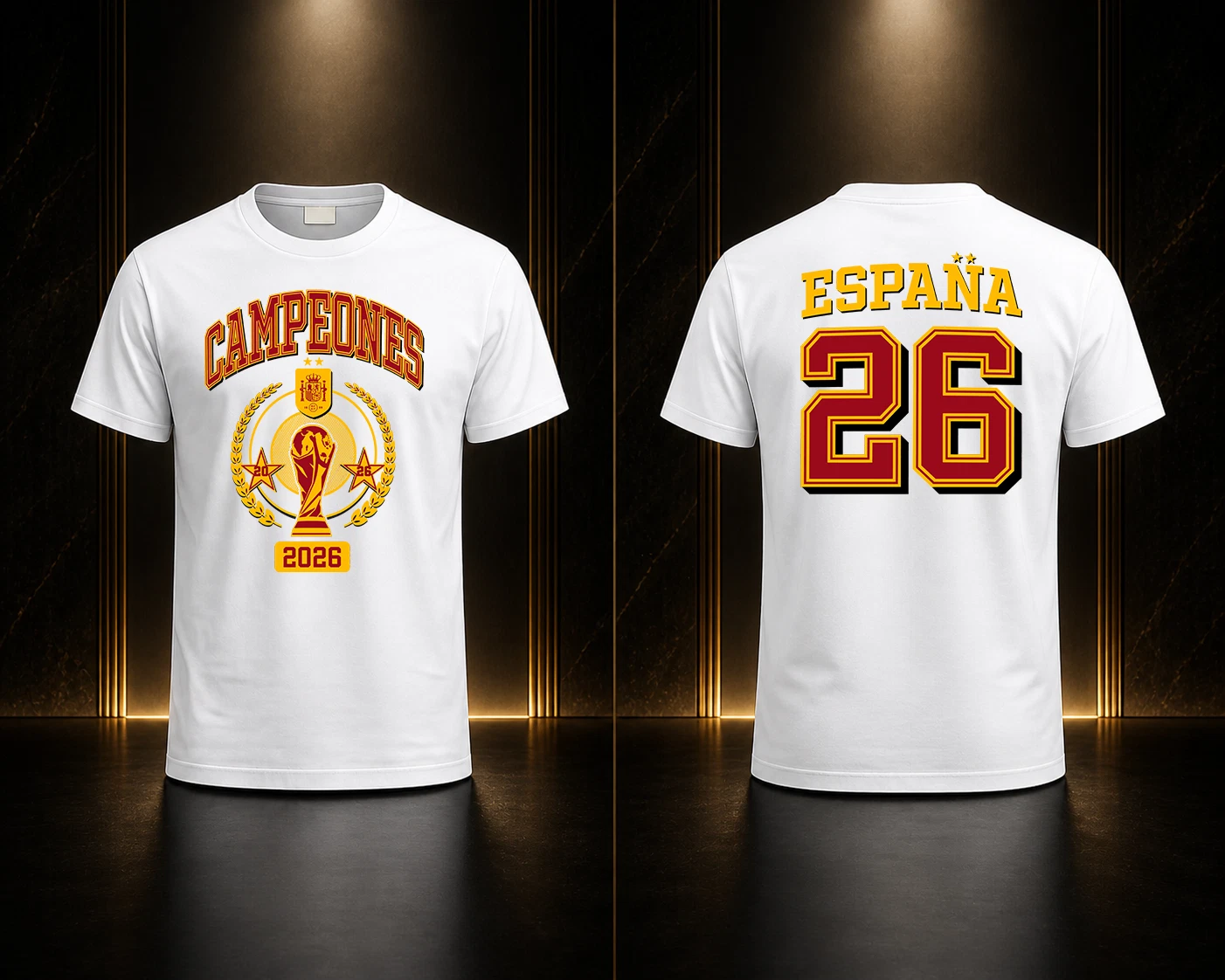 Spain Campeones 2026 FIFA World Cup Cotton T-Shirt Soccer Fan Graphic Tee Unisex - Picture 9 of 15