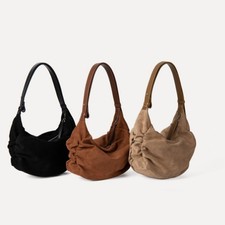 Women’s Suede Shoulder Crossbody Bag Soft Leather Dumpling Hobo Handbag