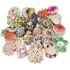 50pcs/lot Mixed Style 18mm Metal Ginger Crystal Designs For Snap Buttons Jewelry
