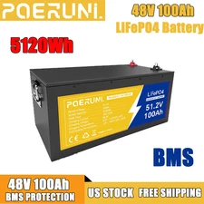 100Ah 48V LiFePO4 Lithium Battery Built-in BMS Deep Cycle For Solar RV Marine